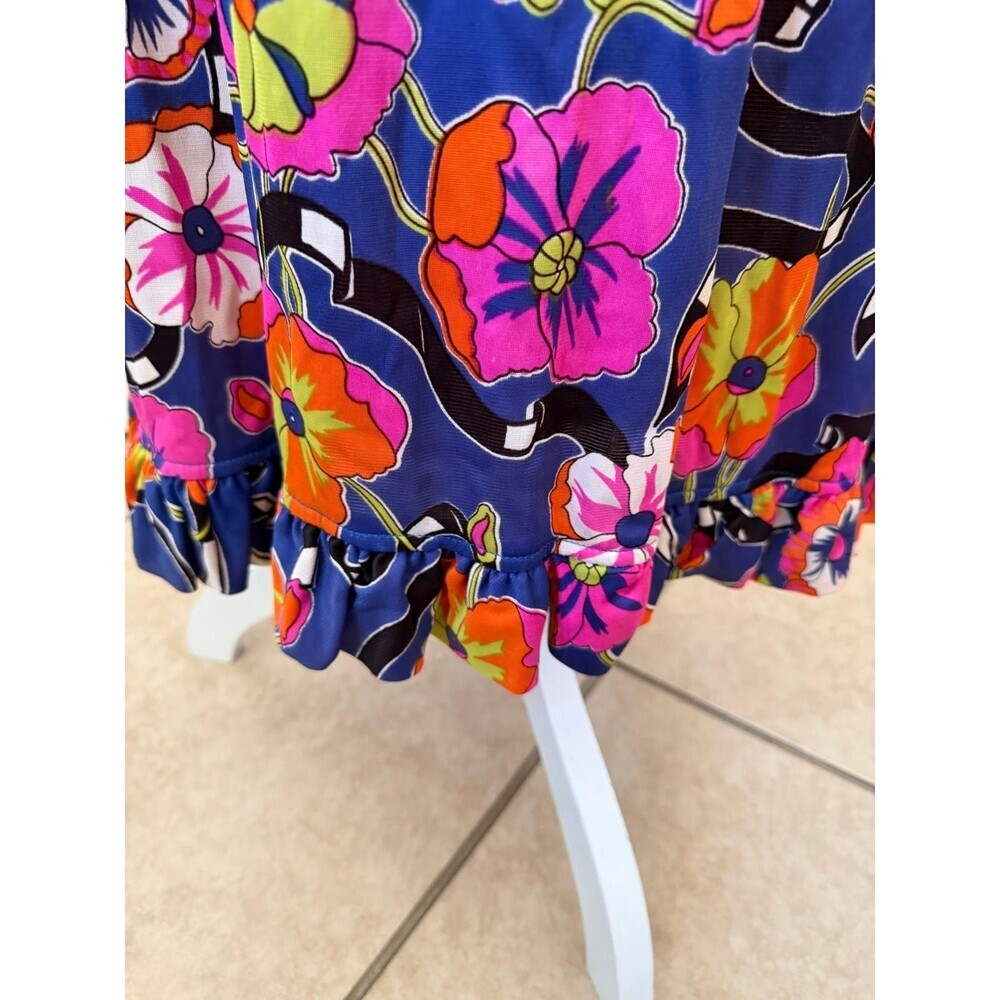 Patricia Fair XS Blue Floral Ruffle V neck Maxi Dress Long Sleeve - Picture 10 of 16